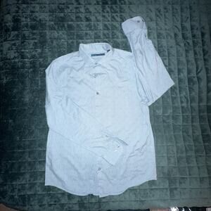 Perry Ellis Mens Long Sleeve Collared Shirt Medium (M) Blue Office Casual